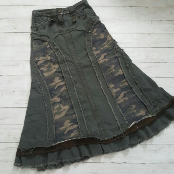 vintage diva Dresses & Skirts - Vintage diva 90's camo emo punk maxi skirt